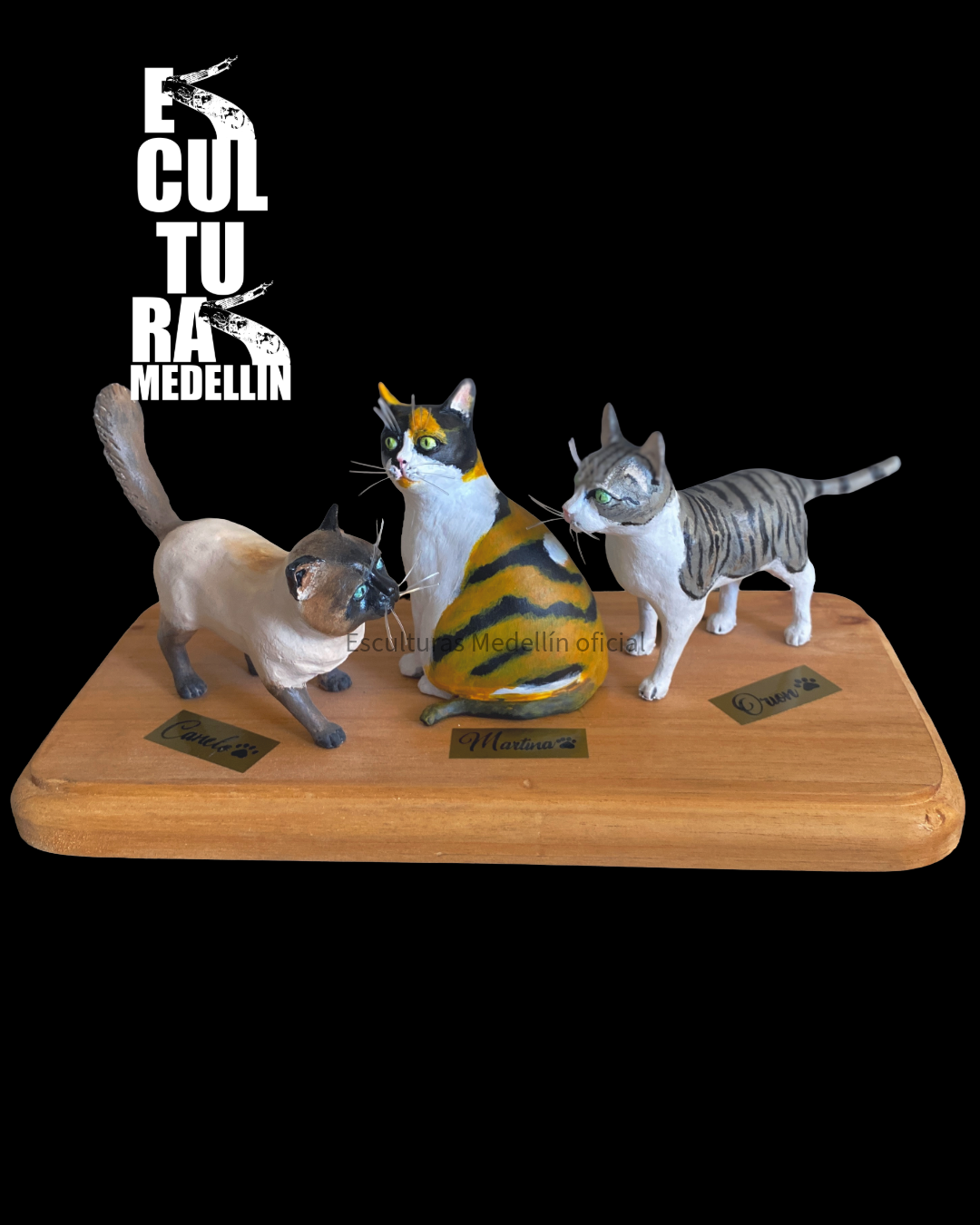 ESCULTURA PEQUEÑA TRES GATOS