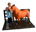 ESCULTURA PEQUEÑA DUEÑO MOTILANDO CABALLO